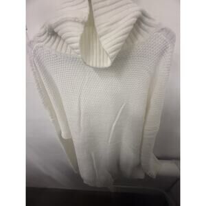 Women's Pullover Cable Knit Turtleneck Sweater Long Sleeve White Size XL